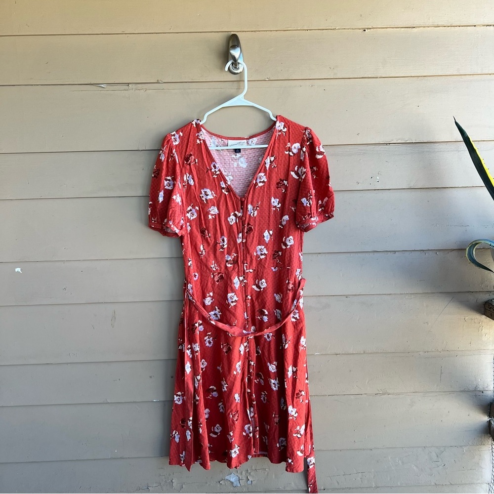 Universal Thread Burnt Orange Floral Midi Dress Size S